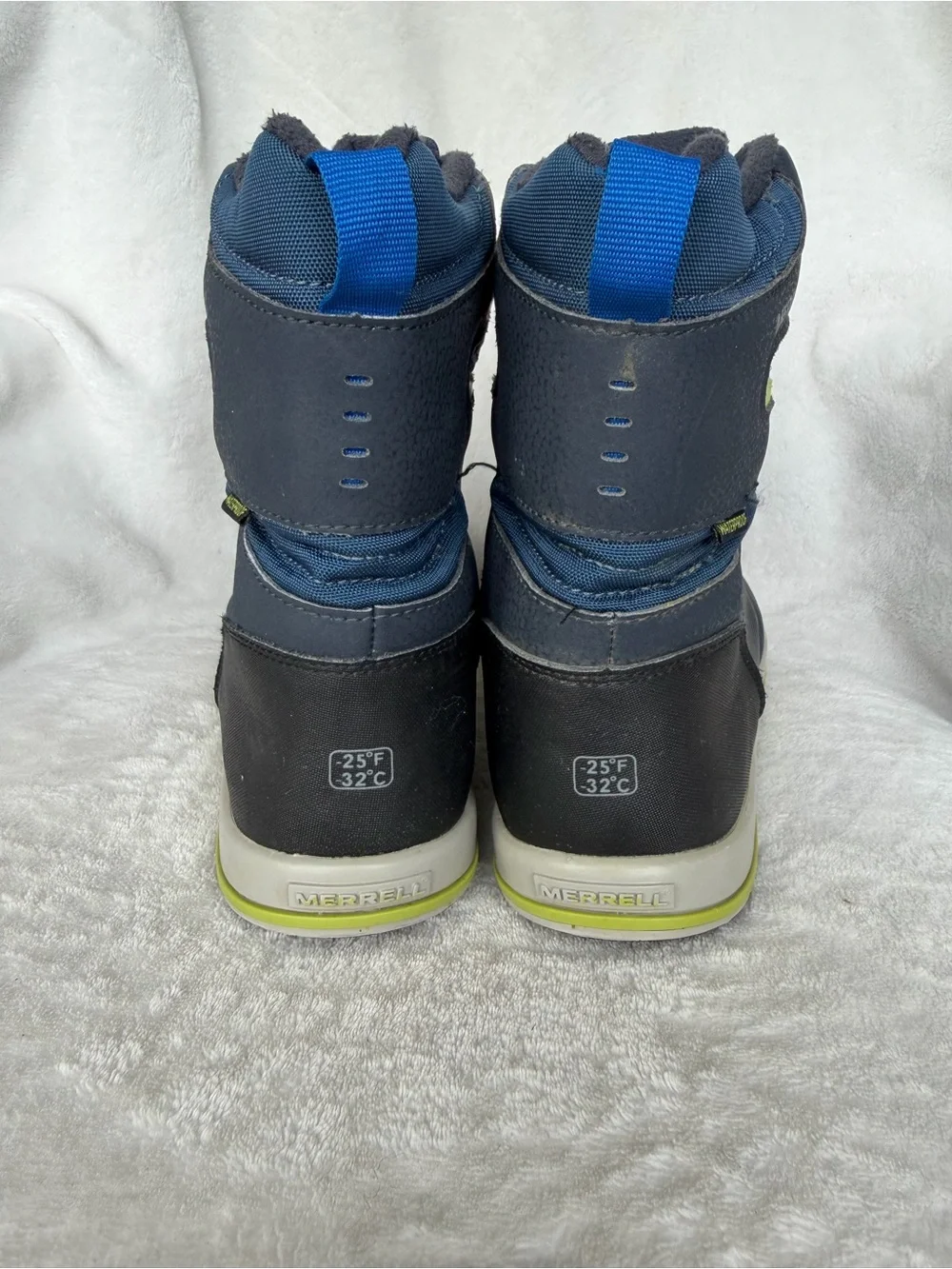 Merrell Kids Navy and Lime Accent Winter Boots 6